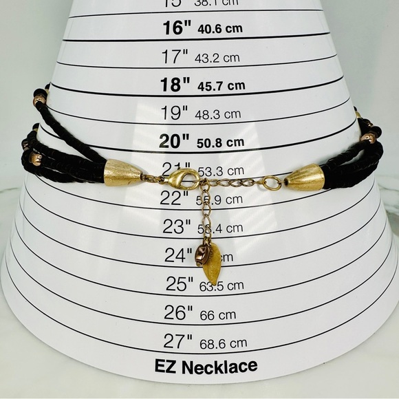 Coldwater Creek Layered Beaded Necklace Brown and Mother of Pearl Adjustable - Picture 7 of 11